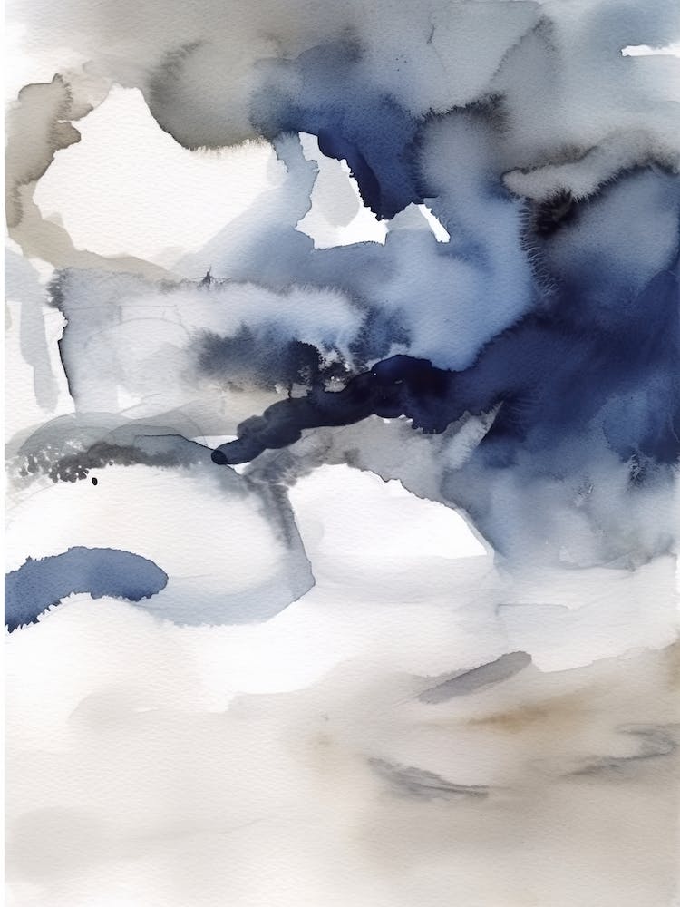 Watercolour Abstract Navy And Grey 8
