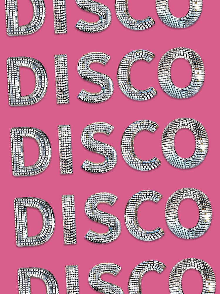 DISCO! Disco Ball Styled Typography, Pink Color