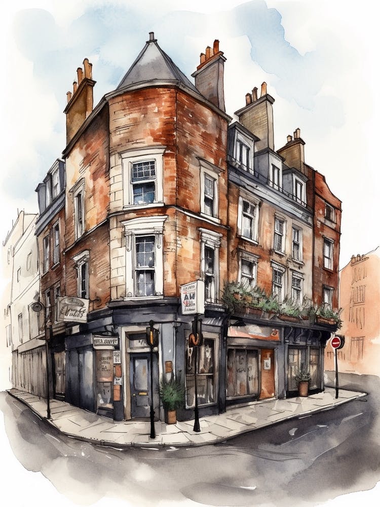 Shoreditch London Neighborhood, Watercolour 5