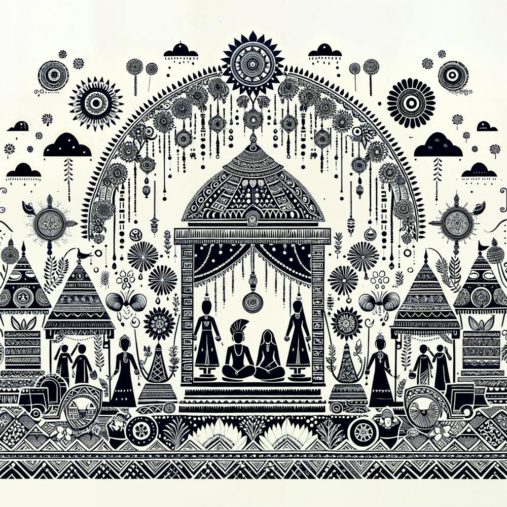 Wedding Ceremony Motif Indian Warli Art
