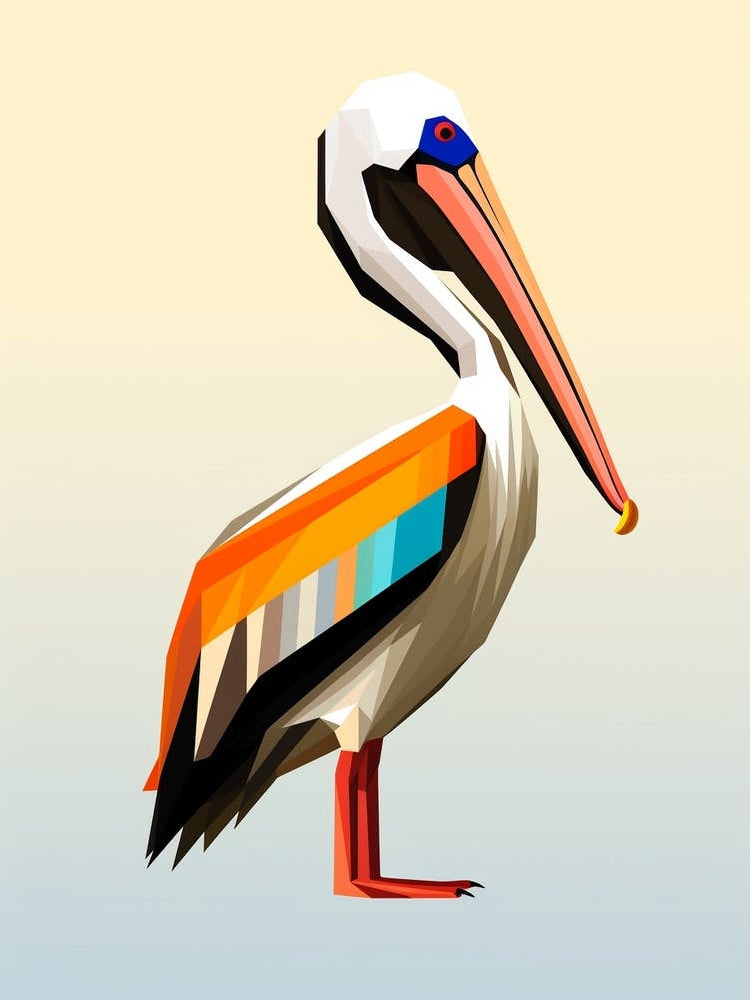 Colourful Geometric Bird Brown Pelican 1