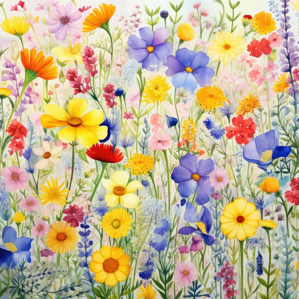 Watercolor Windflowers Garden 1
