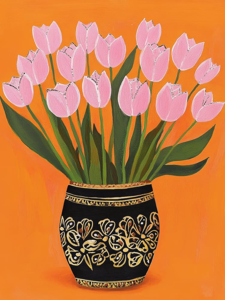 Pink Tulips In A Vase 9