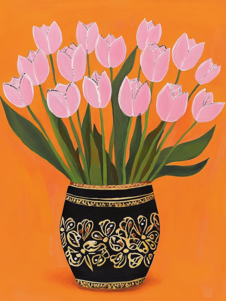 Pink Tulips In A Vase 9