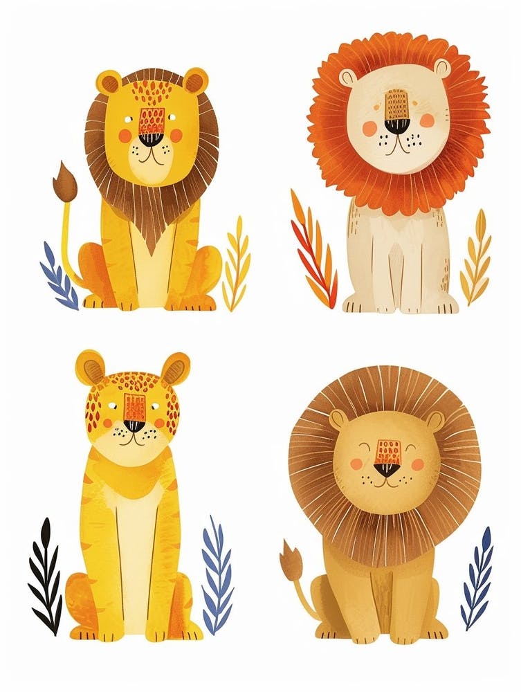 African Lion Lion In Different Seasons Clipart 1