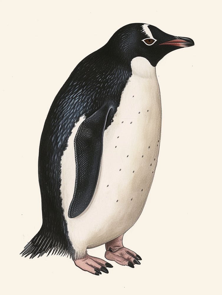 Adlie Penguin Volunteer Point Vintage Botanical Painting 4