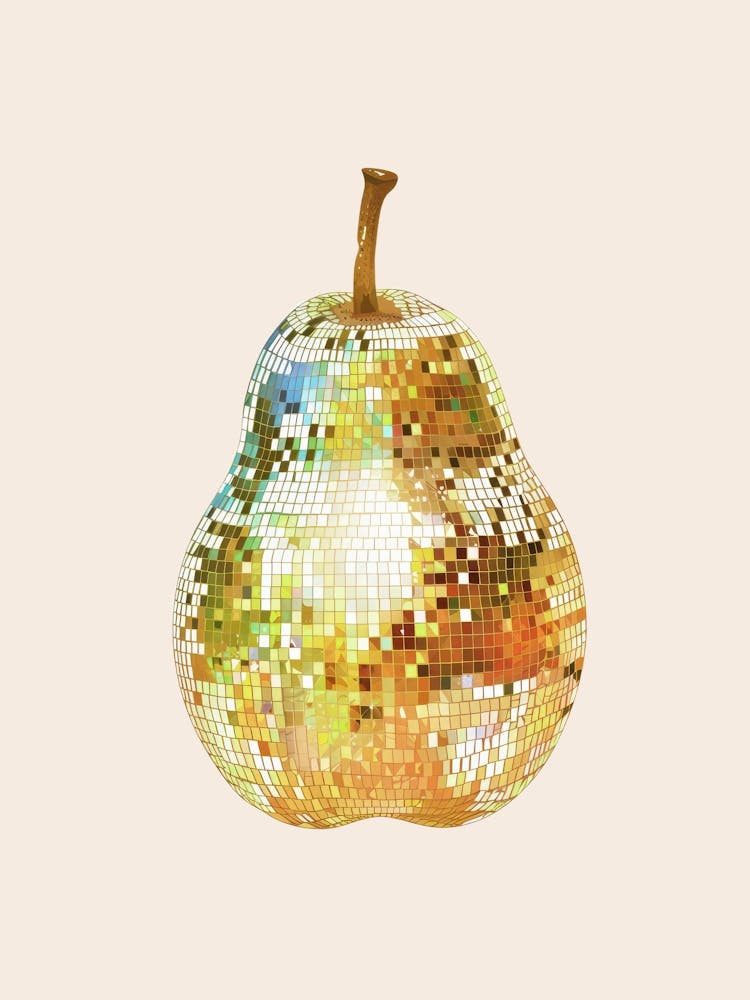 Disco Ball Pear Art Disco Poster Trendy Aesthetic Art Food Kitchen