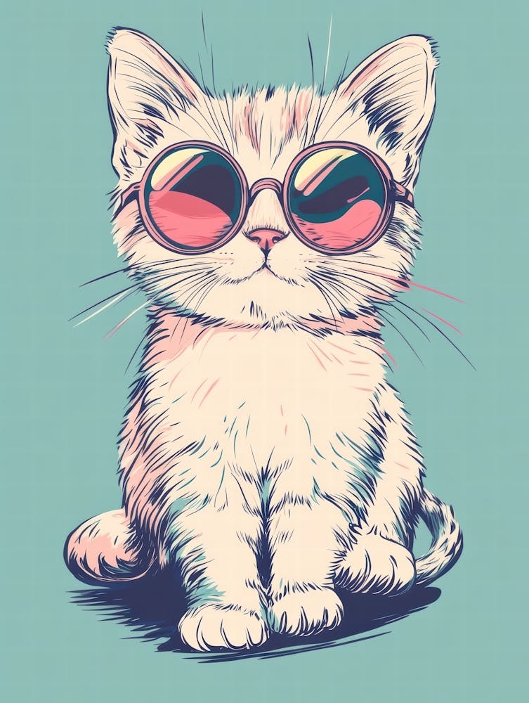 Cute Cat In Sunglasses.Generated AI. Wall
