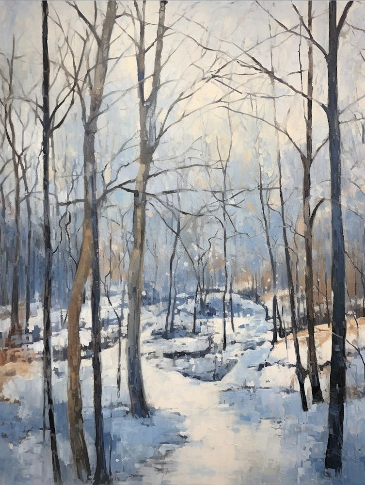 Winter City Park Painting Forest Park St Louis 3