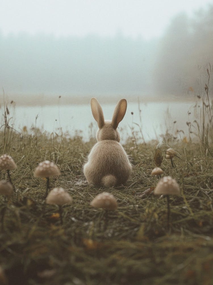 photography of a rabbit in a Whimsical woodland – soft golden light, earthy browns – cozy and enchanting nature – in the style of storybooks – ideal for nurseries, forest themed rooms, or cozy bedrooms 2
