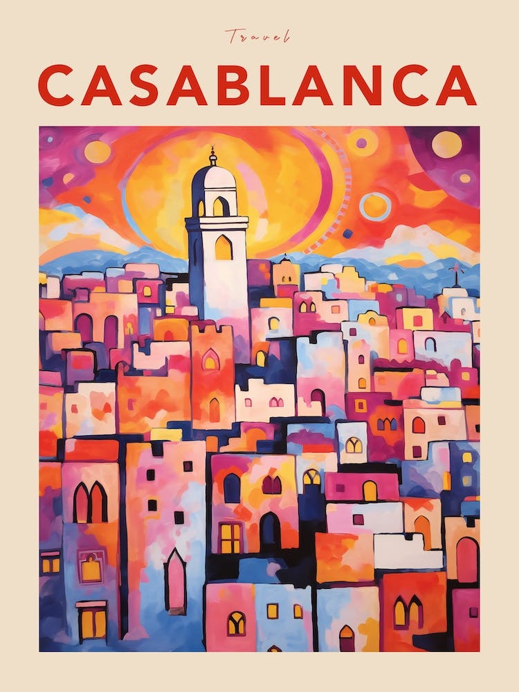 Casablanca Morocco Fauvist Travel Poster