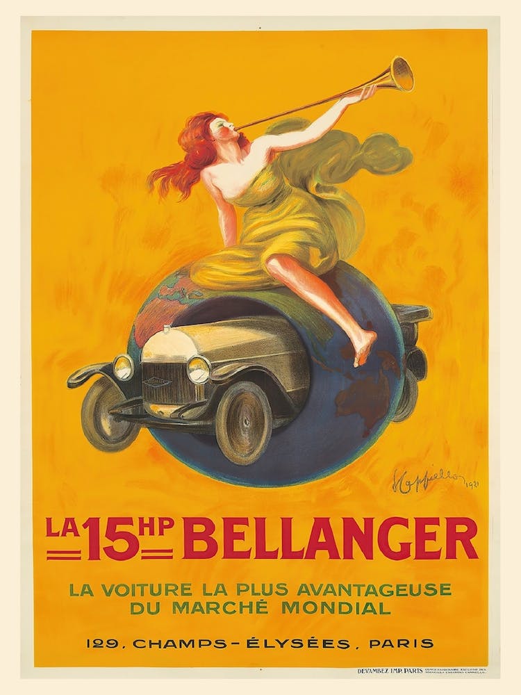 Vintage Bellanger Automobile Poster