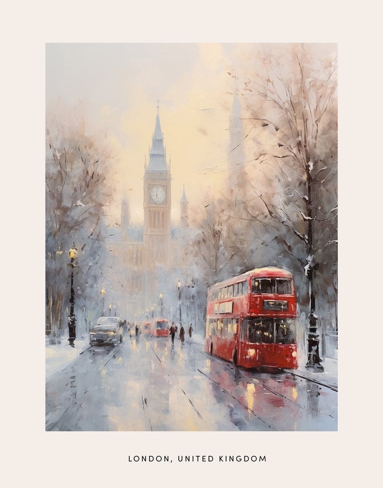 Dreamy Winter Painting Poster London United Kingdom 9