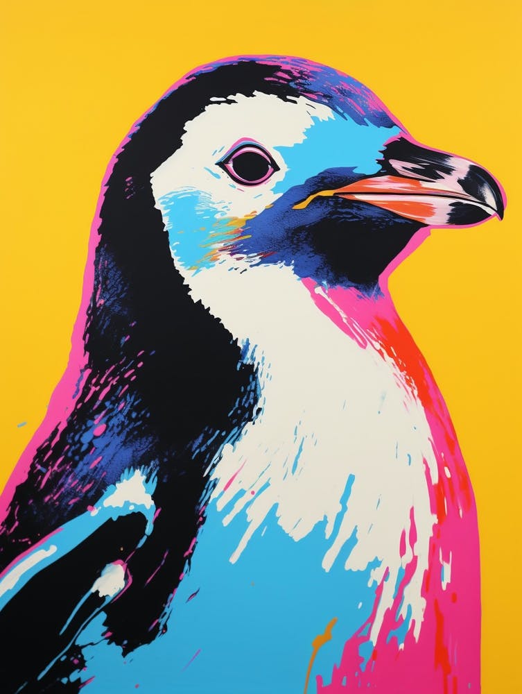 Oiseau Manchot Style Andy Warhol 3