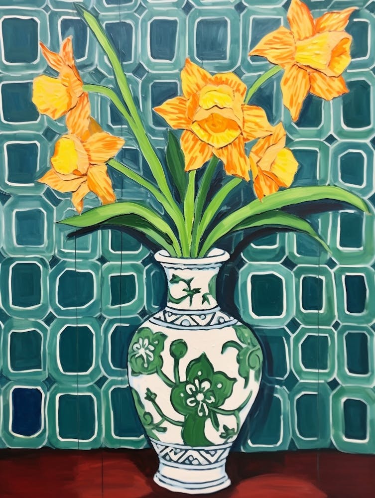 Flowers In A Vase Still Life Painting Daffodil 1