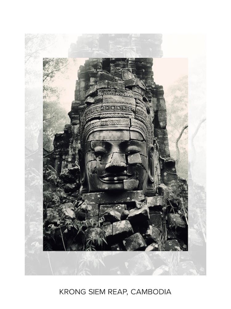 Poster Of Krong Siem Reap, Cambodia, Black And White Old Photo 1