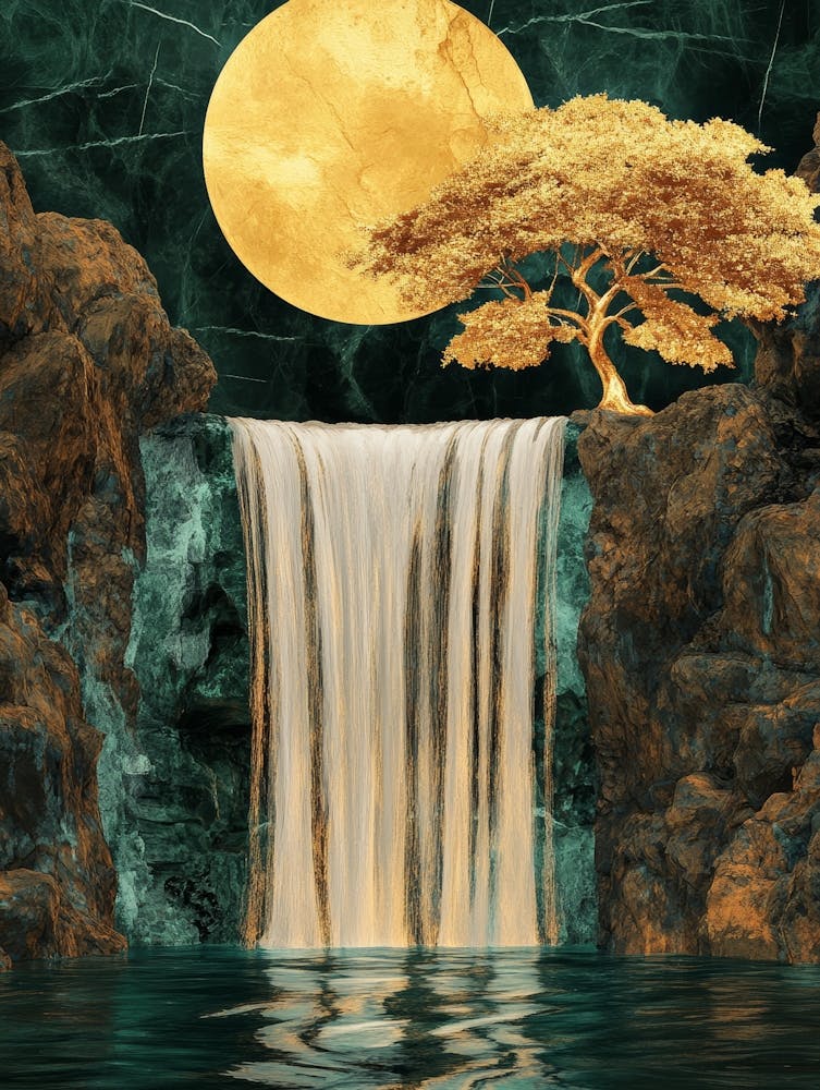 Waterfall In The Moonlight
