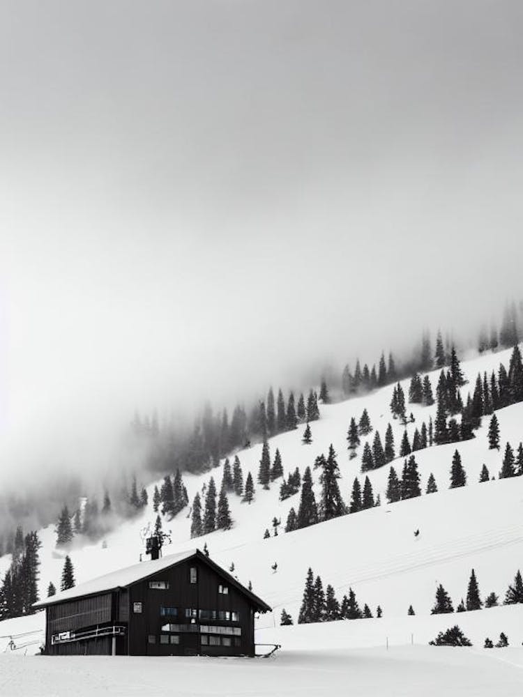 El Colorado, Chile Black And White Skiing Poster