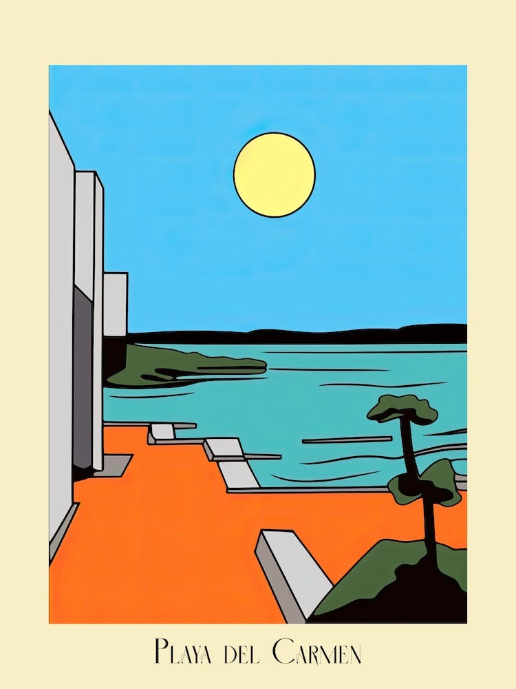 Poster Of Minimal Design Style Of Playa Del Carmen, Mexico 3