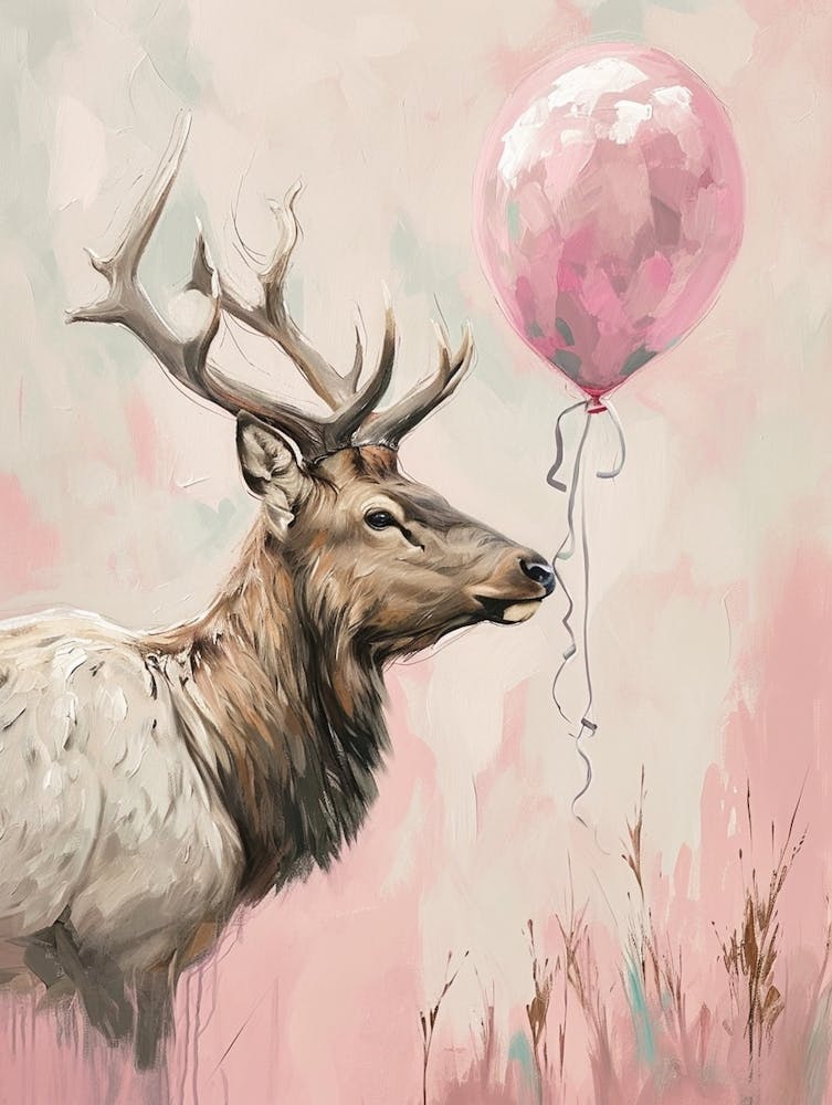 Cute Elk 4 With Balloon