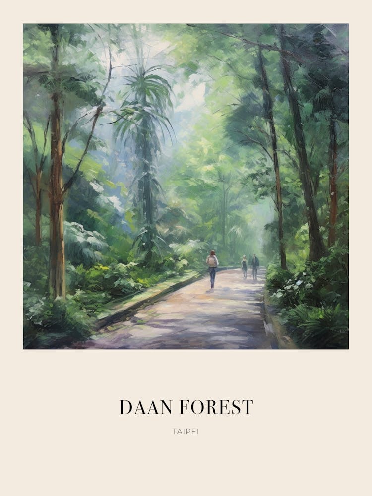 Daan Forest Park Taipei Affiche vintage inspirée de Cézanne