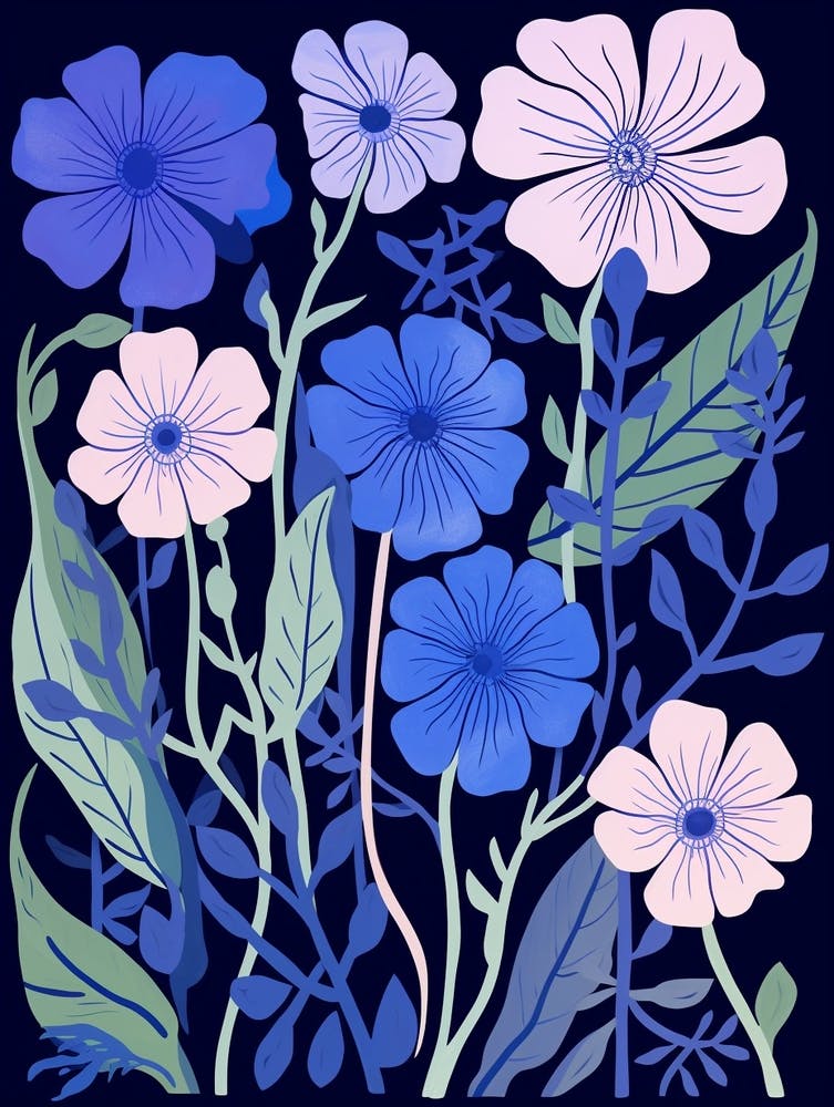Blue Flower Illustration Phlox 2