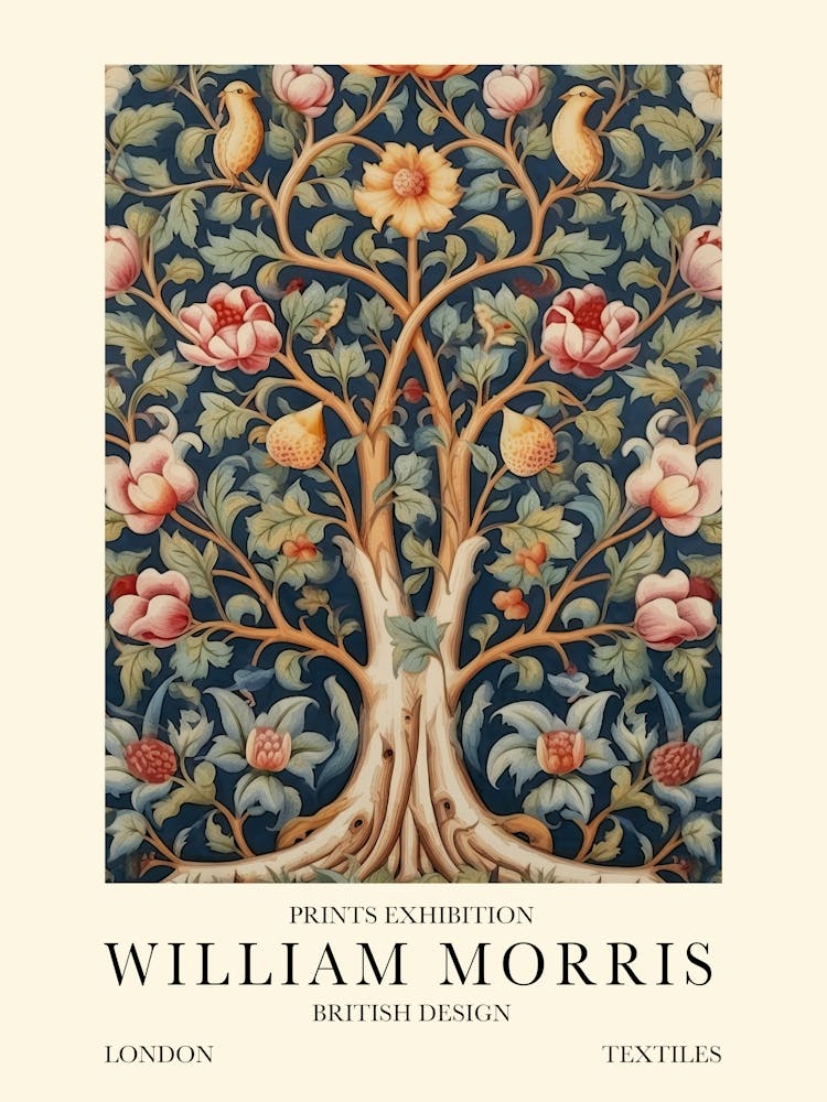 William Morris London Exhibition Poster Tree Of Life Blue