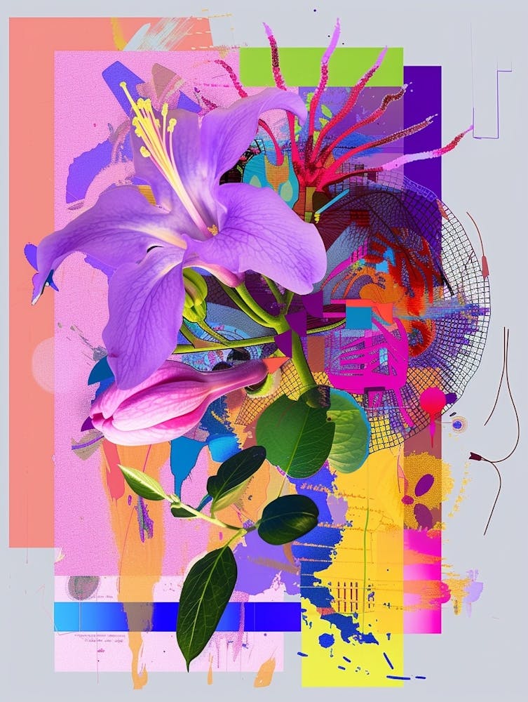 Lilac 2 Neon Flower Collage