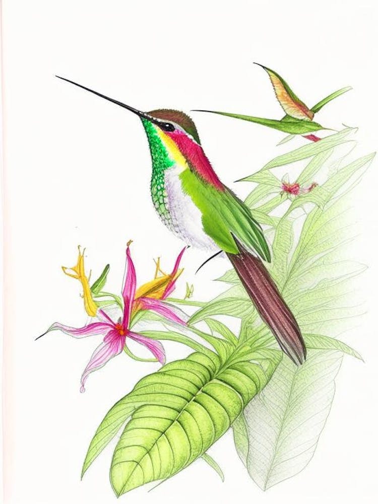 Hummingbird In Tropical Rainforest Quentin Blake Illustration