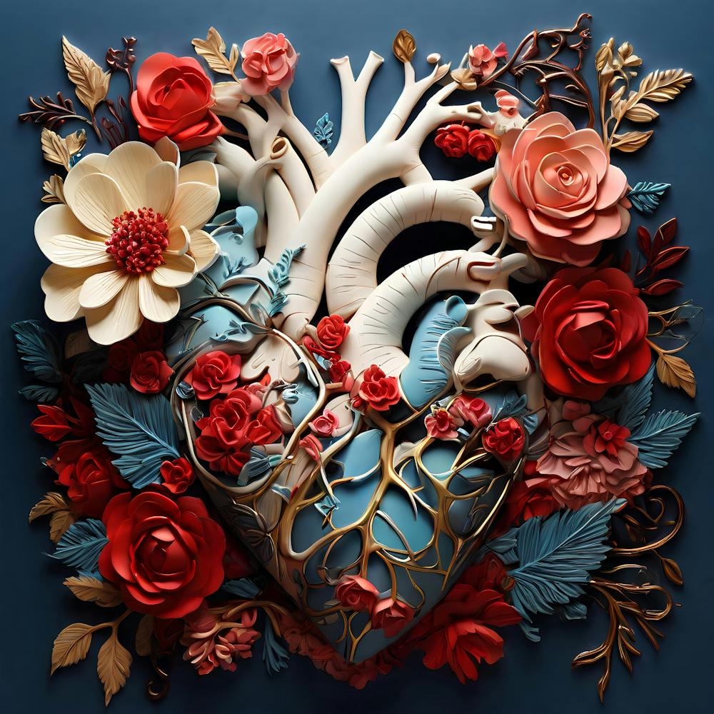 Heart with rose