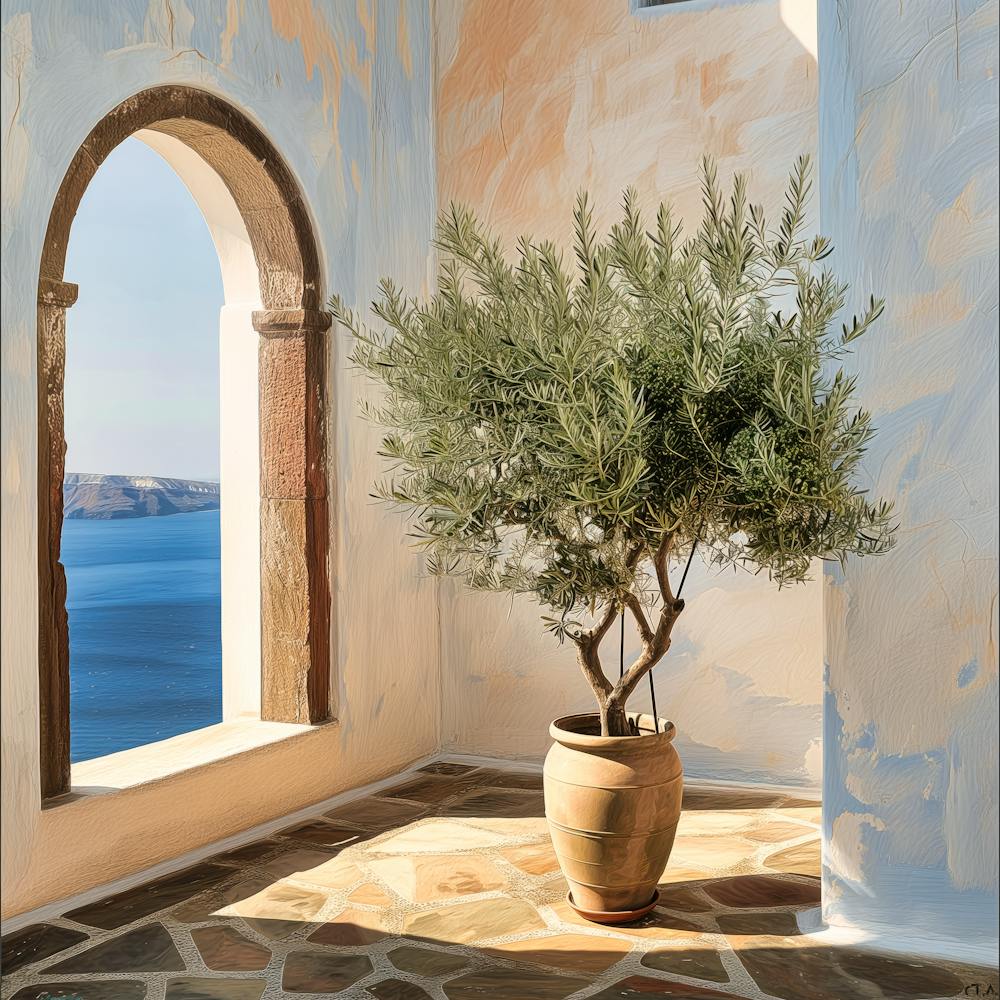 Olive Tree, Appreciating The View Of The Mediterranean (I)