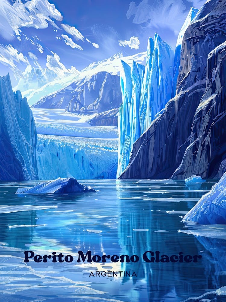 Perito Moreno Glacier Chile Travel Art Illustration