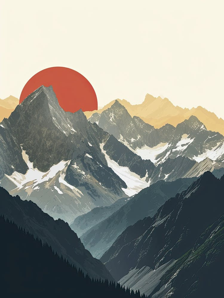 Mountain Minimalist Monoliths: Ephemeral Peaks