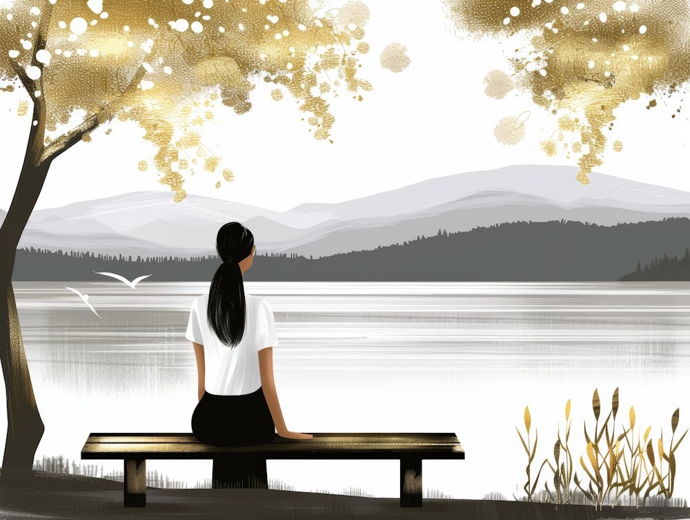 Woman Sitting On A Bench 2