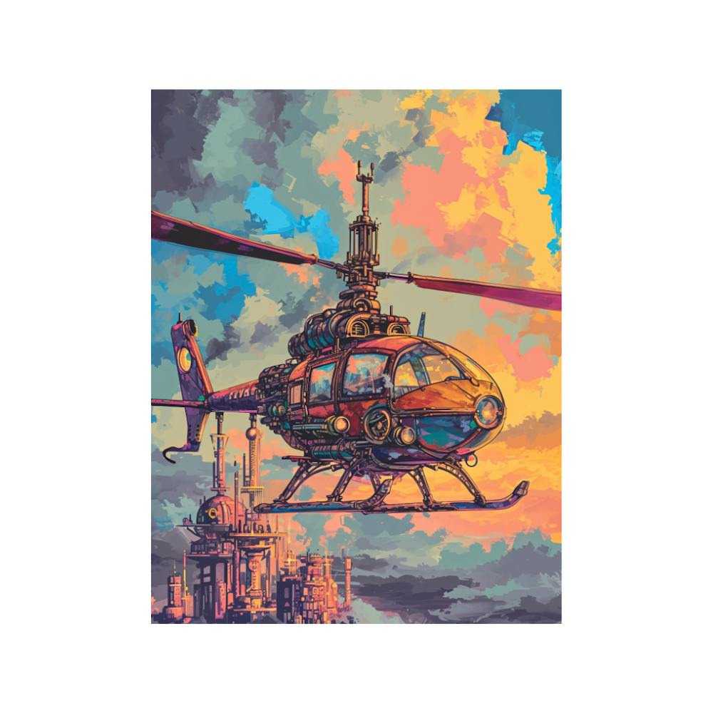 Retro Helicopter In The Sky