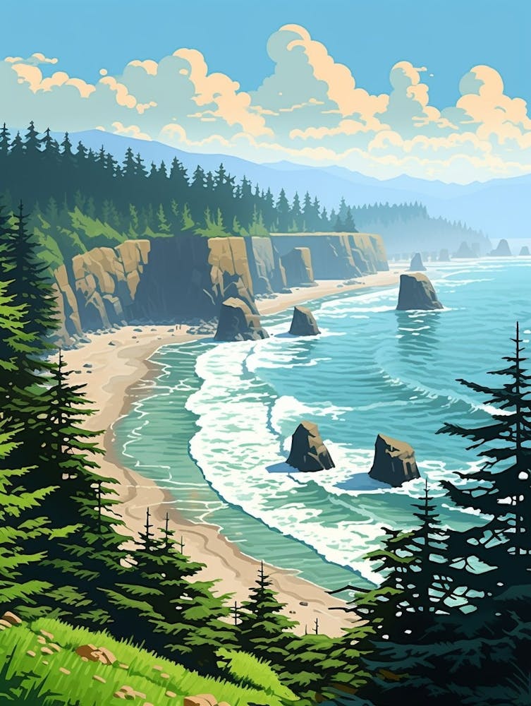 Cannon Beach Washington Retro Pop Art 6
