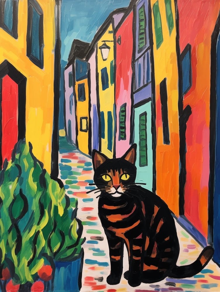 Painting Of A Cat In Lucca Italy2