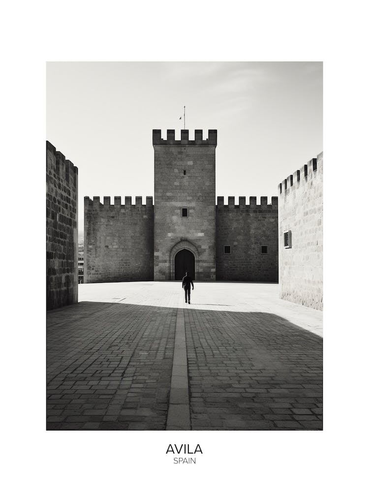 Poster Of Avila, Spain, Black And White Analogue Photography 3