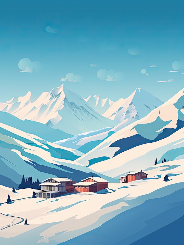 Courchevel   France, Ski Resort Illustration 3 Simple Style