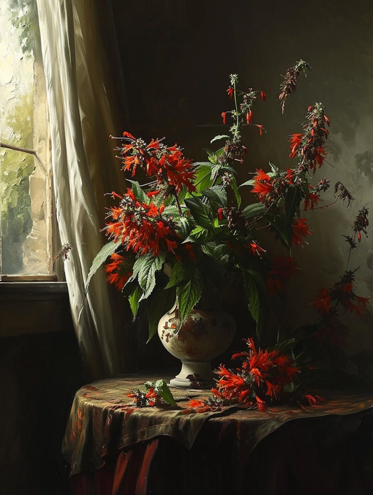 Baroque Floral Still Life Bee Balm 3
