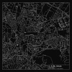 Ljubljana, Slovenia, City Map White On Black Blueprint Design