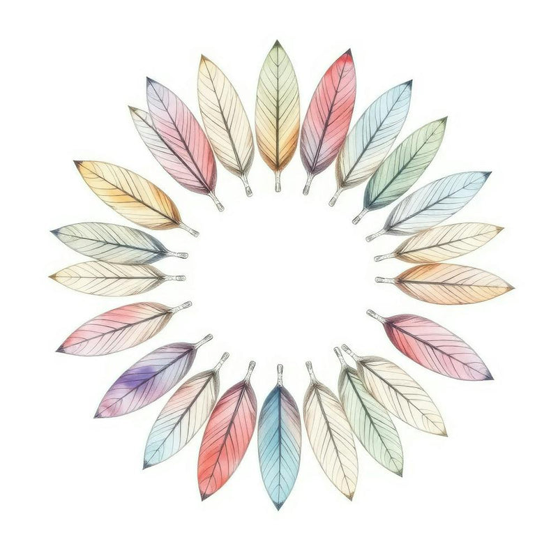 Watercolor Leaves In A Circle