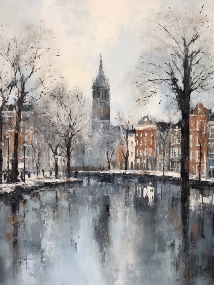 Winter City Park Painting Westerpark Amsterdam Netherlands 4