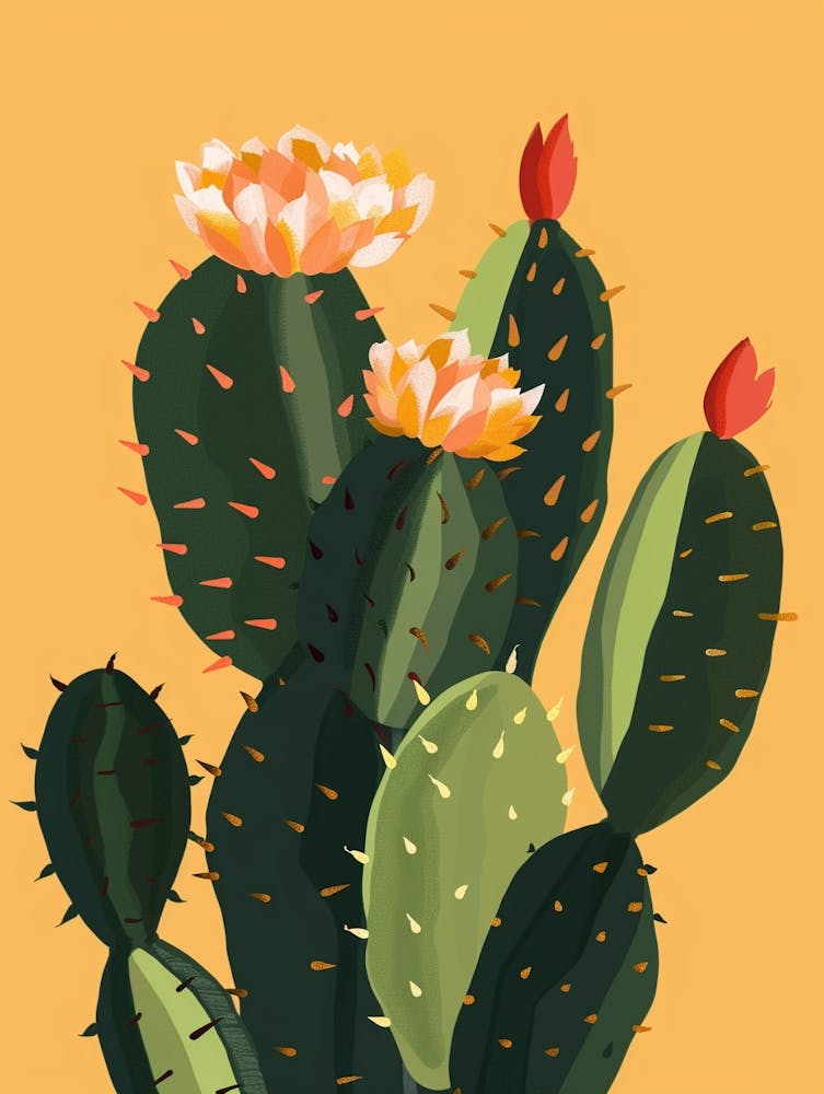 Christmas Cactus Plant Minimalist Illustration 8