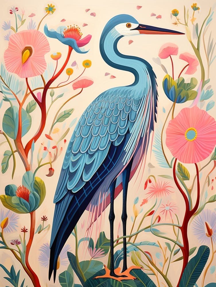 Grand Héron Bleu Scandi Rose 7