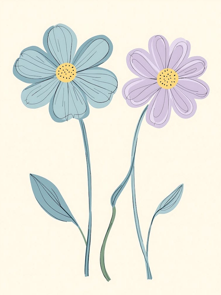 Delicate Spring Wildflowers in a Minimalist Style