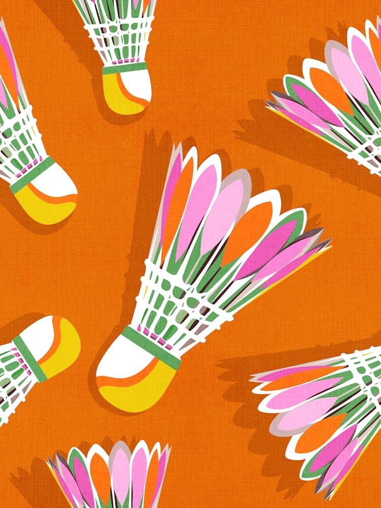 Badminton Birdie Pop Art Pattern Orange Pink Green