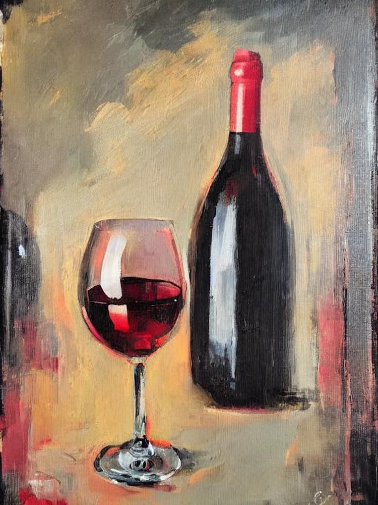 Grenache Rosé Oil Painting Cocktail Poster