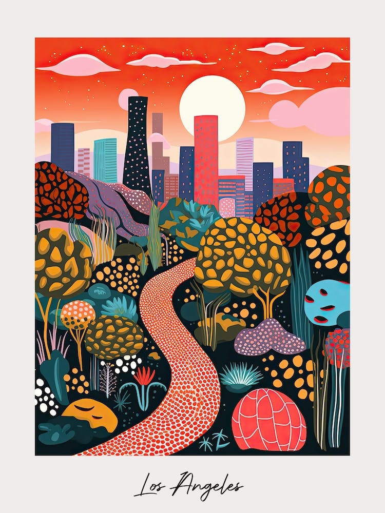 Poster Of Los Angeles, Illustration In The Style Of Pop Art 2