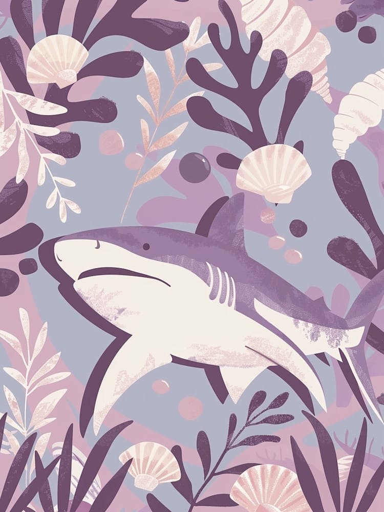 Purple Blacktip Reef Shark Illustration 2